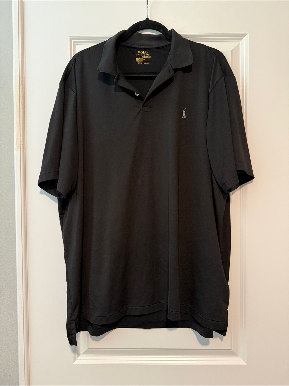 Performance Polo by Ralph Lauren Black Short-Sleeve Polo with White Pony